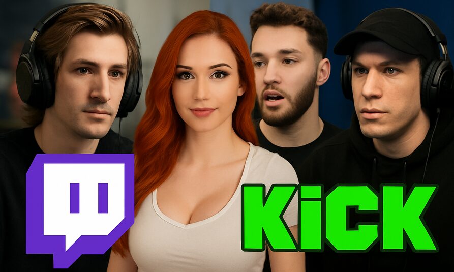 Titelbild mit Twitch- und Kick-Logos vor jungen Streaming-Stars